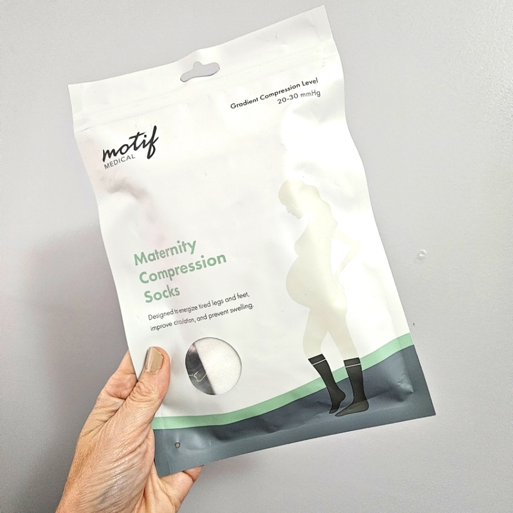 Maternity Compression Socks White/Grey Medium